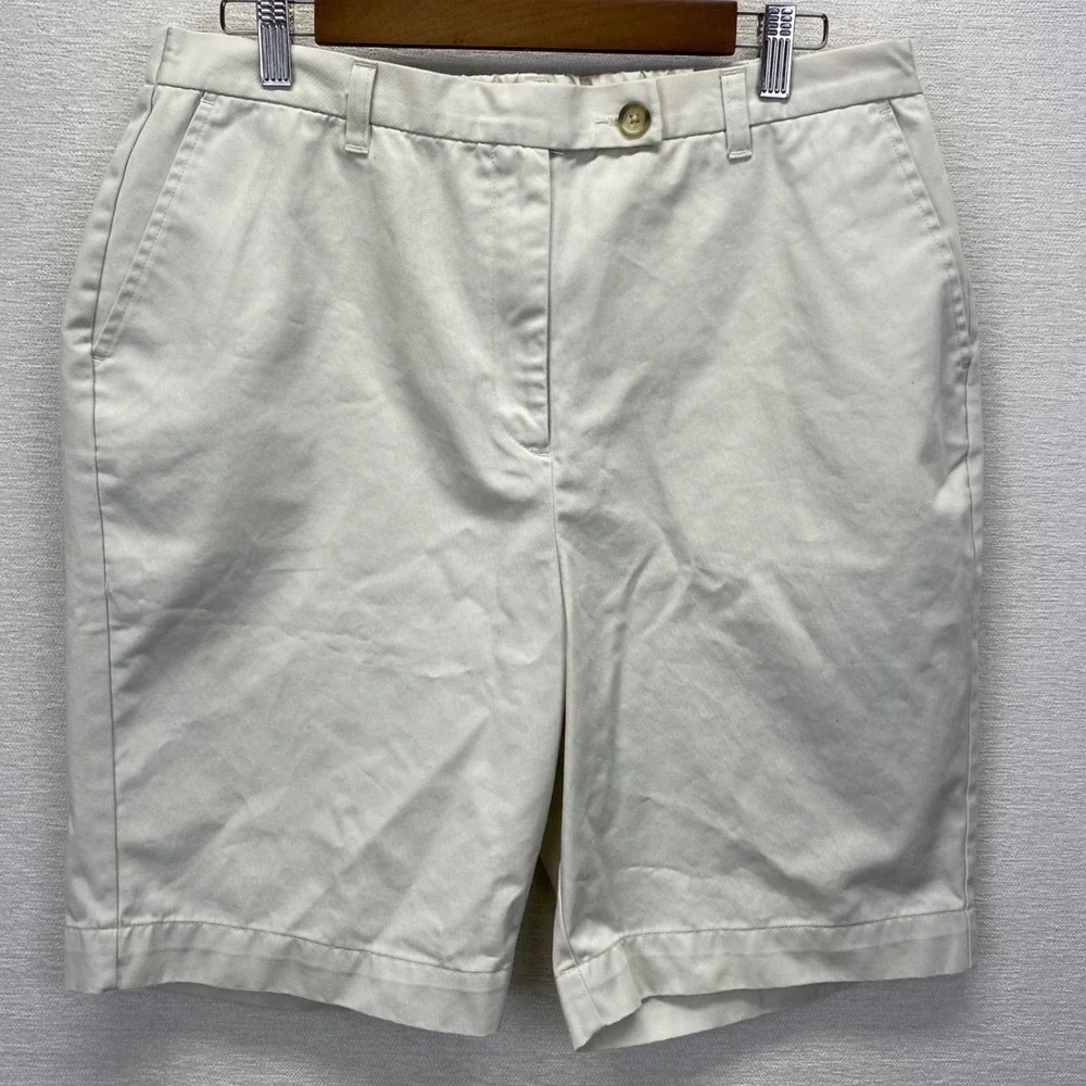 Lands End Womens 18P Khaki High Rise Elastic Waist Pull On Shorts Casual Comfort